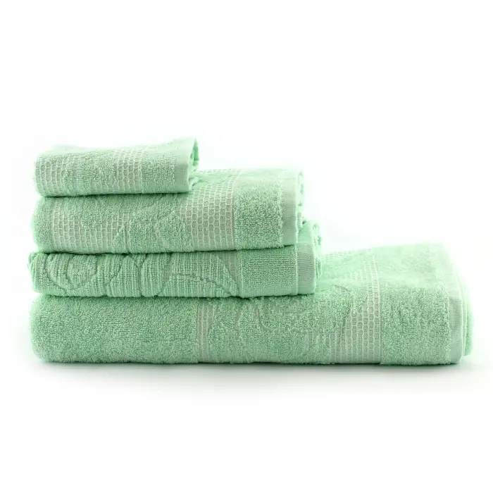 Комплект 4 броя хавлия Цветя - Мента - 1048 - Комплект 4 броя хавлия Цветя - Мента - 1048