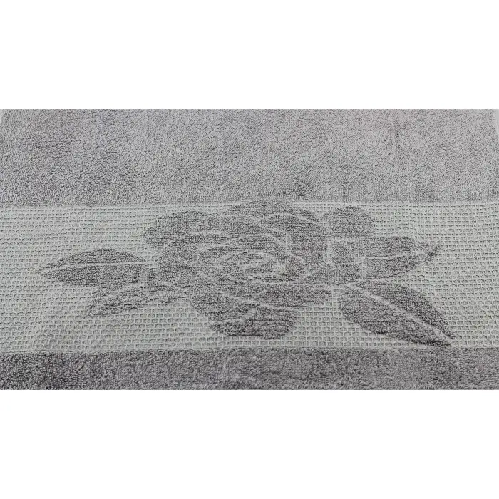 Комплект 4 броя хавлия Цветя - Сиво - 1055 - Комплект 4 броя хавлия Цветя - Сиво - 1055