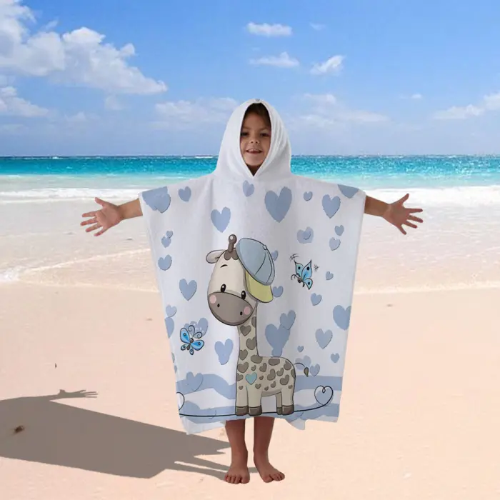 Детско хавлиено пончо - Жираф с шапка - 547 - Детско хавлиено пончо - Жираф с шапка - 547