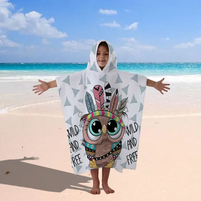 Детско хавлиено пончо - Бухал - 539 - Детско хавлиено пончо - Бухал - 539