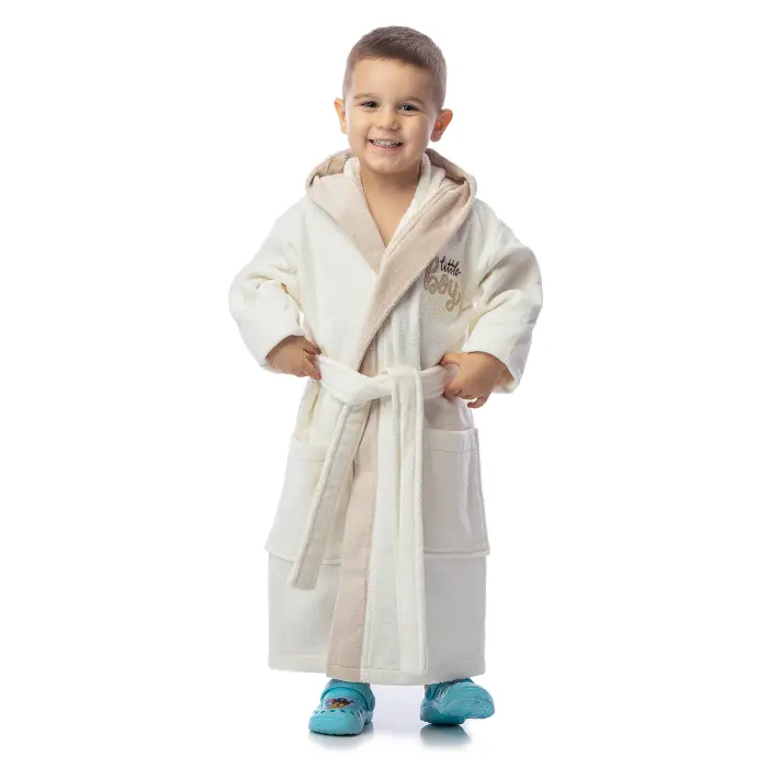 Детски халат лукс - цвят крем - 2416 - Детски халат лукс - цвят крем - 2416