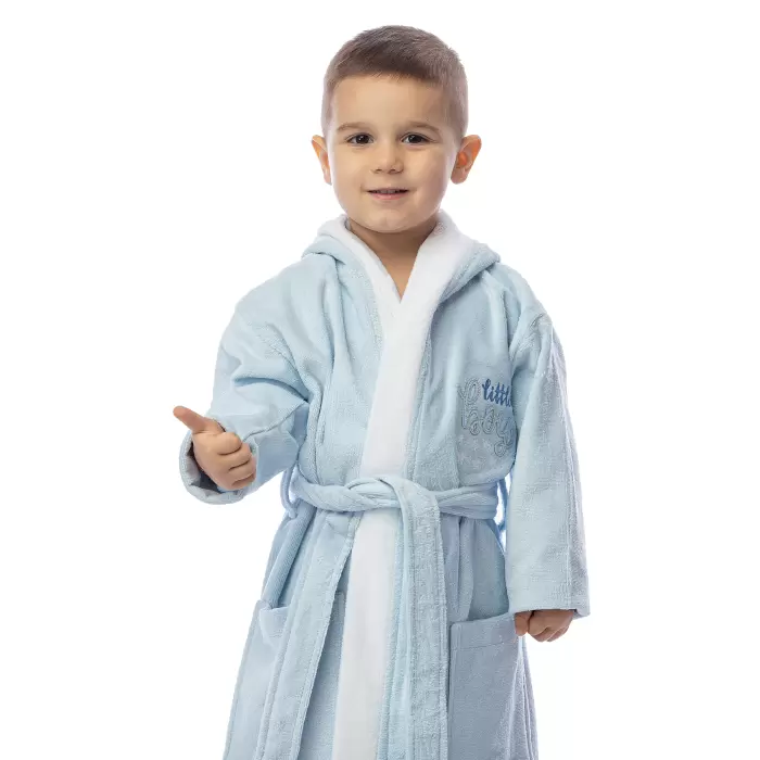 Детски халат лукс - Светло син - 408 - Детски халат лукс - Светло син - 408