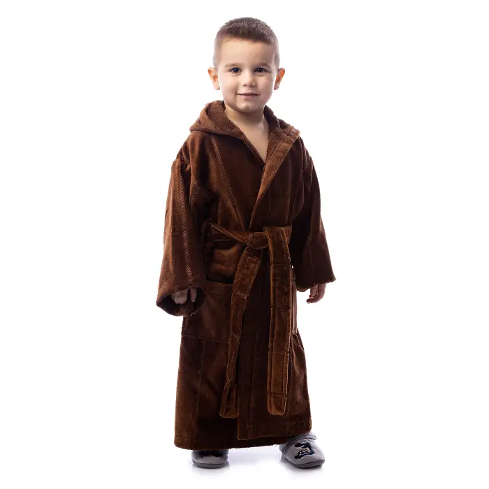 Детски халат нишка - кафяв - 605 - Детски халат нишка - кафяв - 605