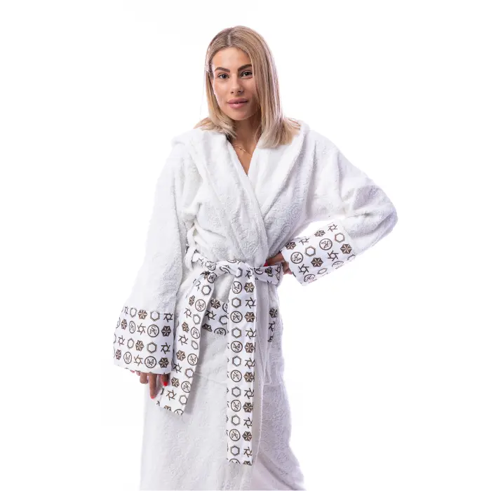 Халат букле MS печат - Крем - дамски - 1867 - Халат букле MS печат - Крем - дамски - 1867