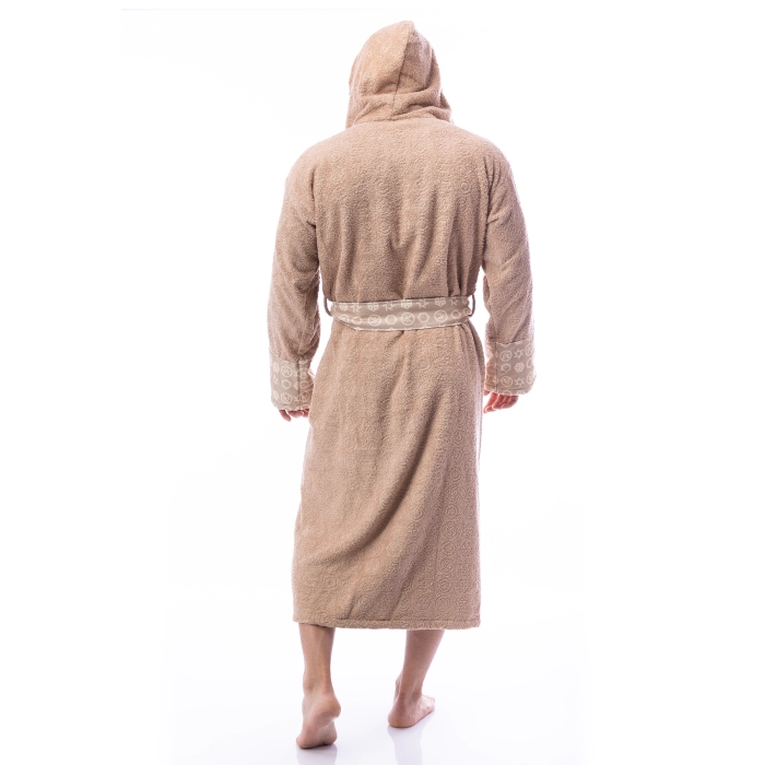 Халат букле MS печат - Капучино - мъжки - 34 - Халат букле MS печат - Капучино - мъжки - 34