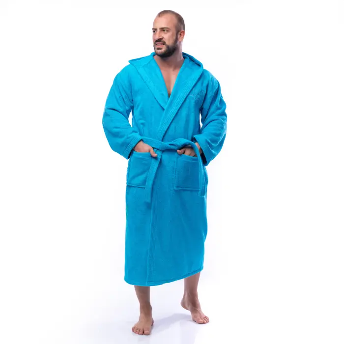 Халат Едноцветен Лукс - Електрик - мъжки - 1626 - Халат Едноцветен Лукс - Електрик - мъжки - 1626