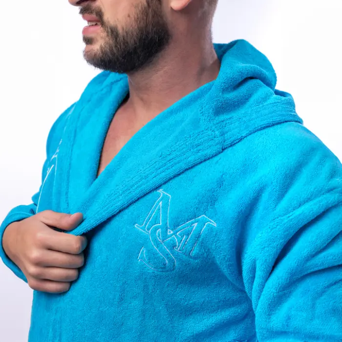 Халат Едноцветен Лукс - Електрик - мъжки - 1628 - Халат Едноцветен Лукс - Електрик - мъжки - 1628