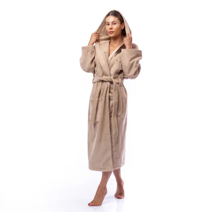 Халат Едноцветен Лукс - Капучино - дамски - 1579 - Халат Едноцветен Лукс - Капучино - дамски - 1579