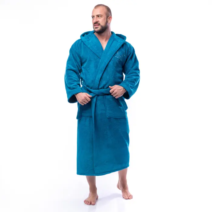 Халат Едноцветен Лукс - Петрол - мъжки - 1622 - Халат Едноцветен Лукс - Петрол - мъжки - 1622