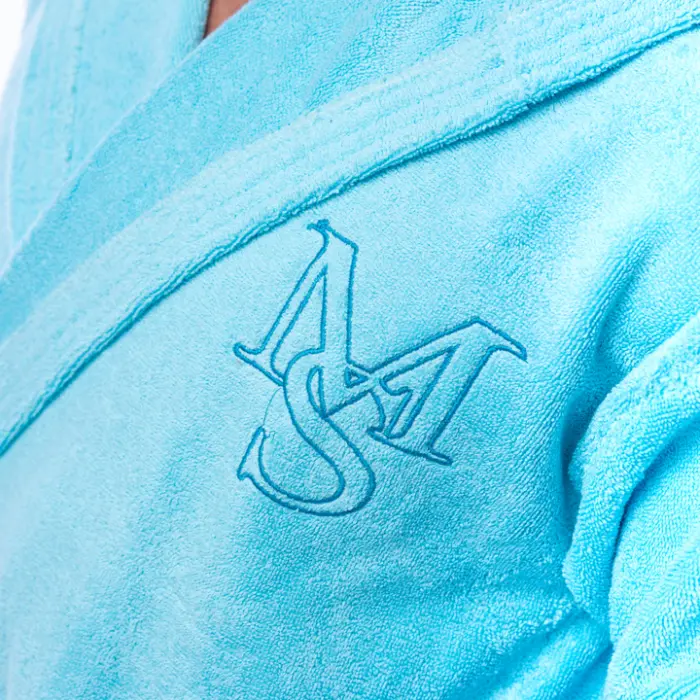 Халат Едноцветен Лукс - Светло синьо - мъжки - 1616 - Халат Едноцветен Лукс - Светло синьо - мъжки - 1616