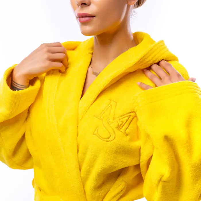 Халат Едноцветен Лукс - Жълт - дамски - 1601 - Халат Едноцветен Лукс - Жълт - дамски - 1601