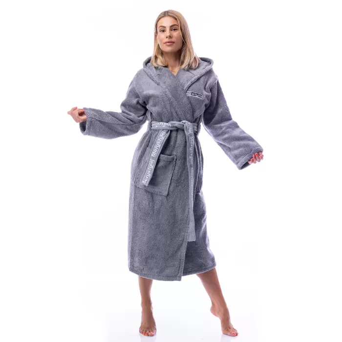 Халат Микропамук - сив - дамски - 209 - Халат Микропамук - сив - дамски - 209