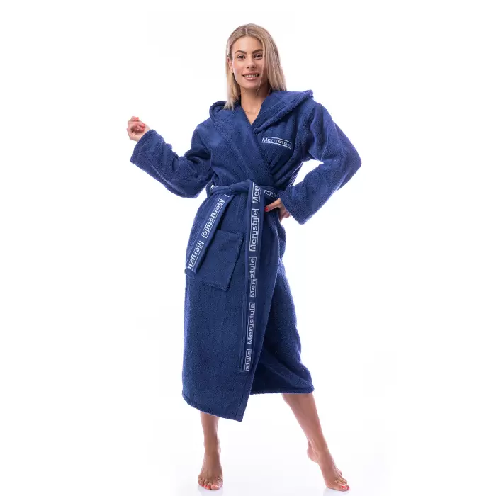 Халат Микропамук - тъмно син - дамски - 228 - Халат Микропамук - тъмно син - дамски - 228