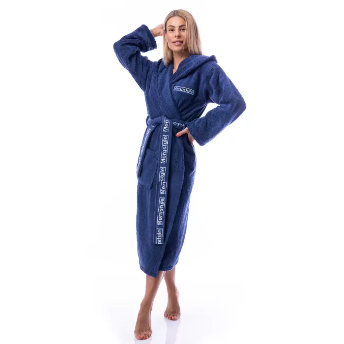 Халат Микропамук - тъмно син - дамски - 229 - Халат Микропамук - тъмно син - дамски - 229