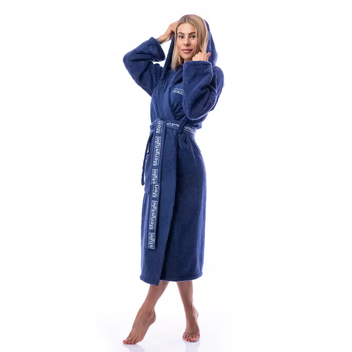 Халат Микропамук - тъмно син - дамски - 230 - Халат Микропамук - тъмно син - дамски - 230