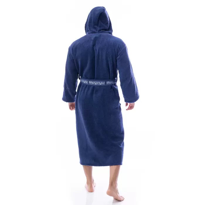 Халат Микропамук - тъмно син - мъжки - 194 - Халат Микропамук - тъмно син - мъжки - 194