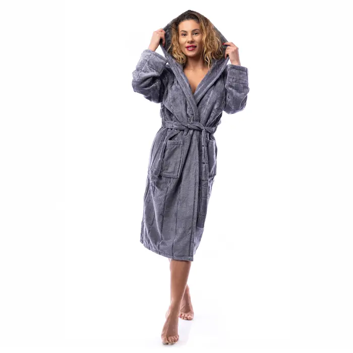 Халат нишка - Тъмно сив - дамски - 2507 - Халат нишка - Тъмно сив - дамски - 2507