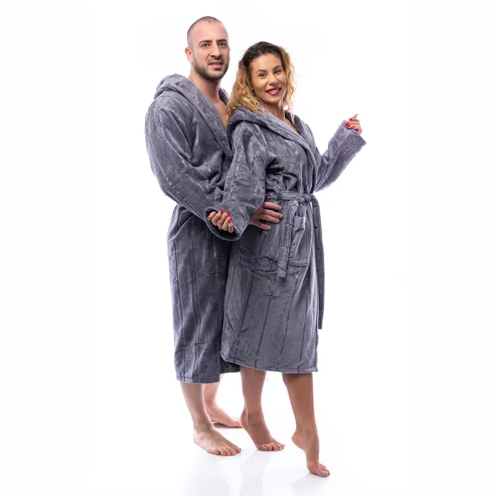 Халат нишка - Тъмно сив - дамски - 2511 - Халат нишка - Тъмно сив - дамски - 2511