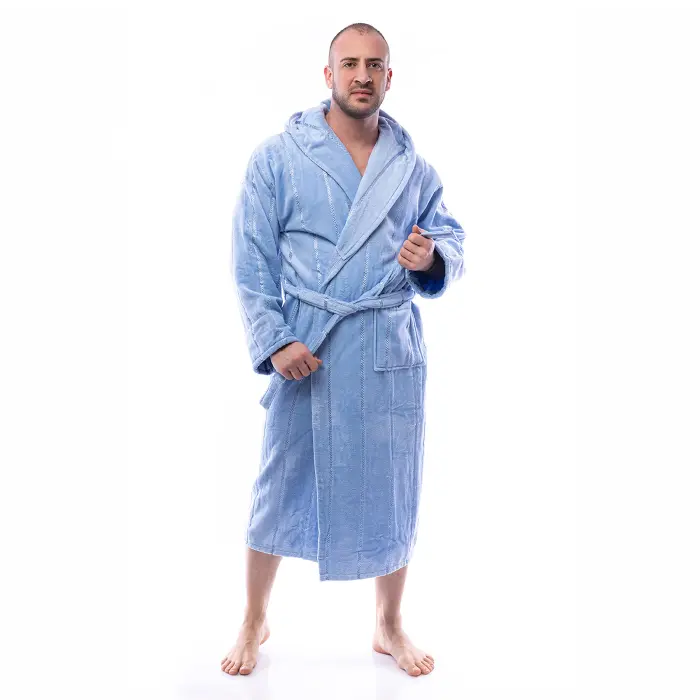 Халат нишка - Светло син - мъжки - 2513 - Халат нишка - Светло син - мъжки - 2513