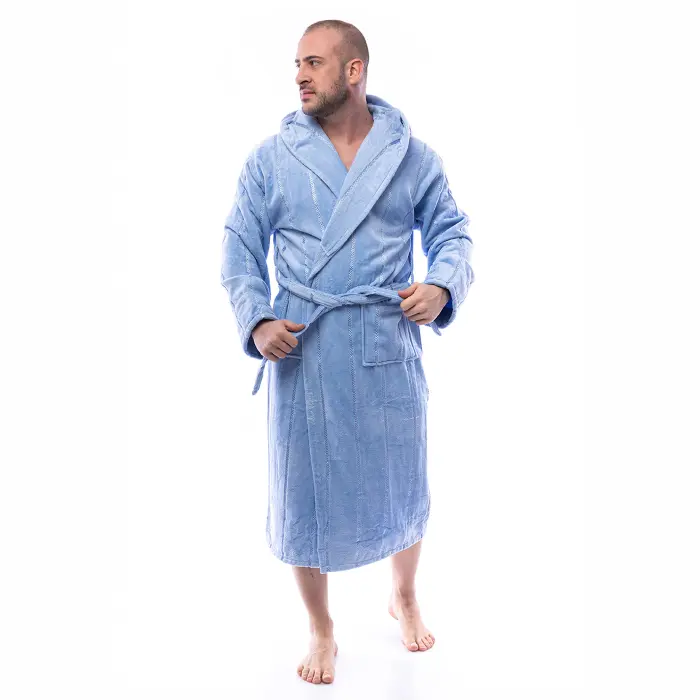Халат нишка - Светло син - мъжки - 2515 - Халат нишка - Светло син - мъжки - 2515