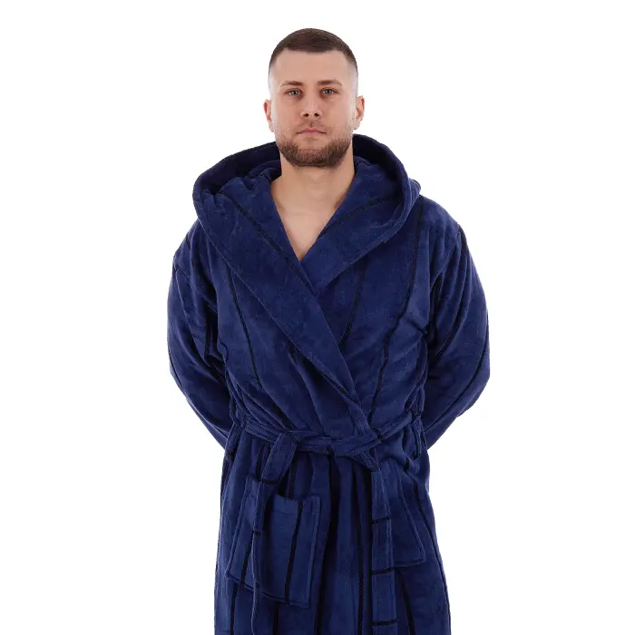 Халат нишка - Тъмно син - мъжки - 3477 - Халат нишка - Тъмно син - мъжки - 3477