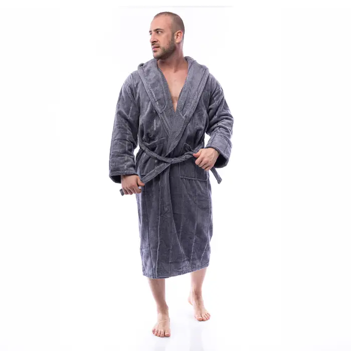 Халат нишка - Тъмно Сиво - мъжки - 2505 - Халат нишка - Тъмно Сиво - мъжки - 2505