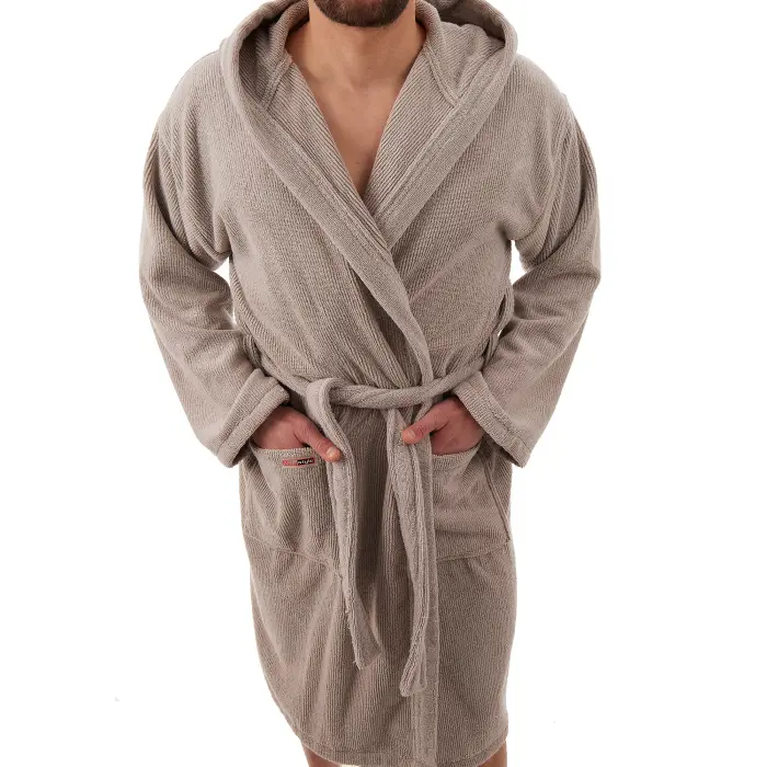 Халат Рипс - къс - Светло сив - мъжки - 3678 - Халат Рипс - къс - Светло сив - мъжки - 3678