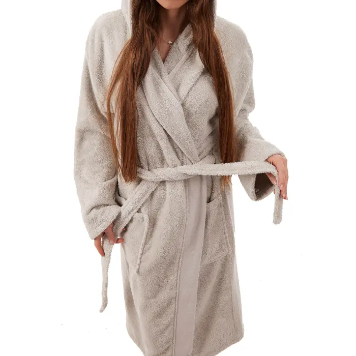 Халат Севи лого - MS - светло сив- дамски - 3729 - Халат Севи лого - MS - светло сив- дамски - 3729