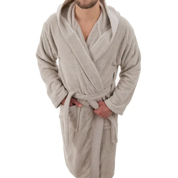 Халат Севи лого - MS - светло сив- мъжки - 3764 - Халат Севи лого - MS - светло сив- мъжки - 3764