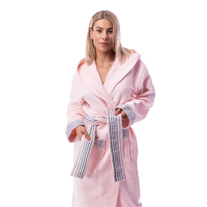 Халат Вафла Лукс - Розово - дамски - 1878 - Халат Вафла Лукс - Розово - дамски - 1878