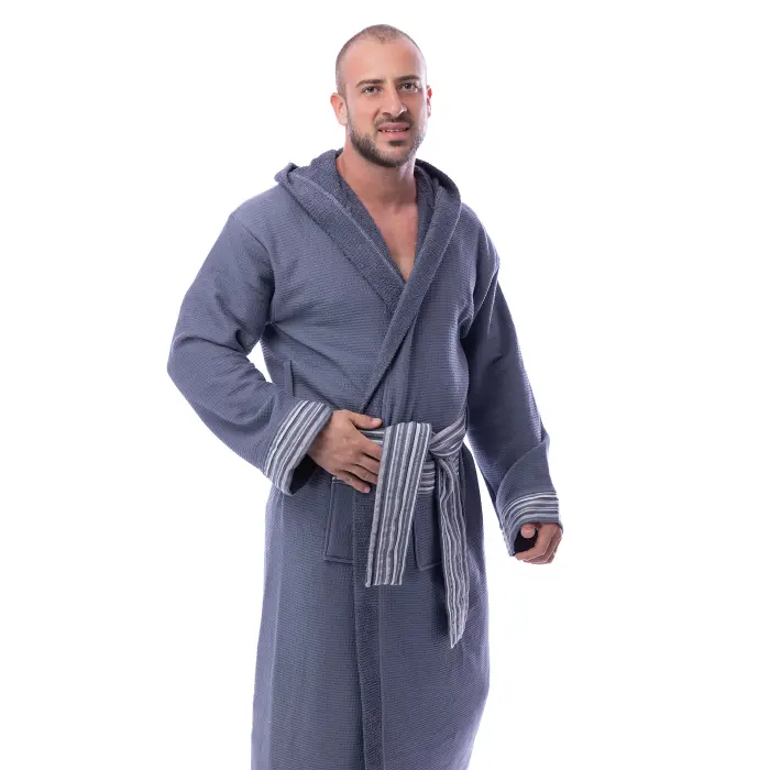 Халат Вафла Лукс - Тъмно сив - мъжки - 1852 - Халат Вафла Лукс - Тъмно сив - мъжки - 1852