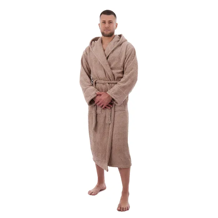 Халат ЖАКАРД - MS - Бежов - мъжки - 3529 - Халат ЖАКАРД - MS - Бежов - мъжки - 3529