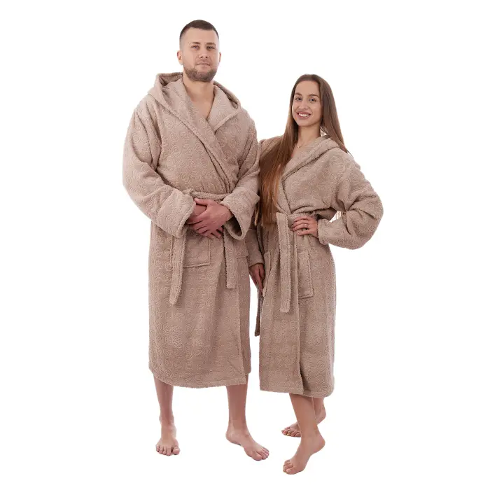 Халат ЖАКАРД - MS - Бежово- дамски - 3495 - Халат ЖАКАРД - MS - Бежово- дамски - 3495