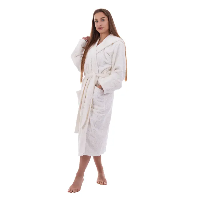 Халат ЖАКАРД - MS - Крем - дамски - 3484 - Халат ЖАКАРД - MS - Крем - дамски - 3484