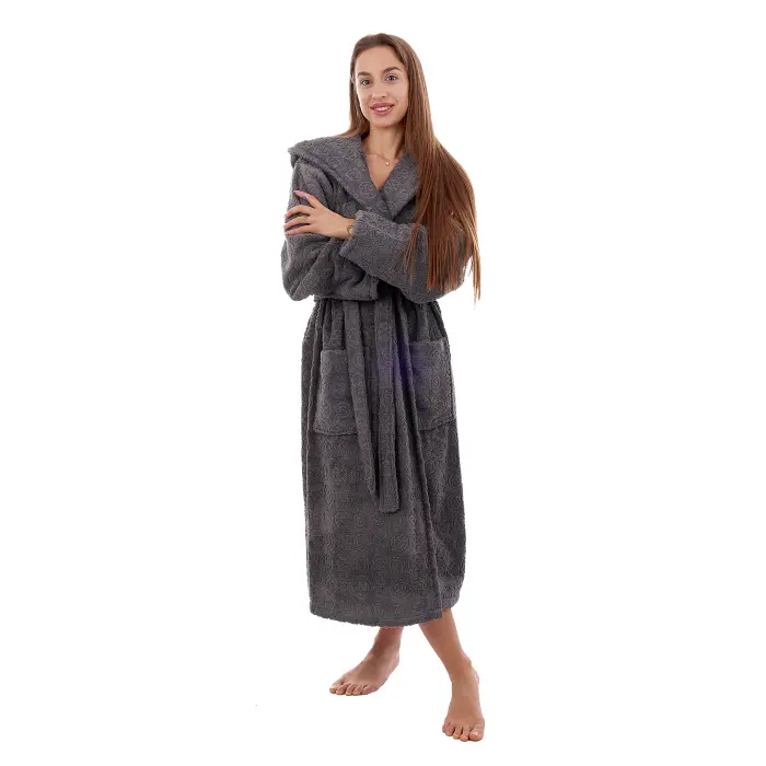Халат ЖАКАРД - MS - Сив - дамски - 3510 - Халат ЖАКАРД - MS - Сив - дамски - 3510