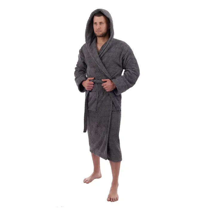Халат ЖАКАРД - MS - Сив - мъжки - 3543 - Халат ЖАКАРД - MS - Сив - мъжки - 3543