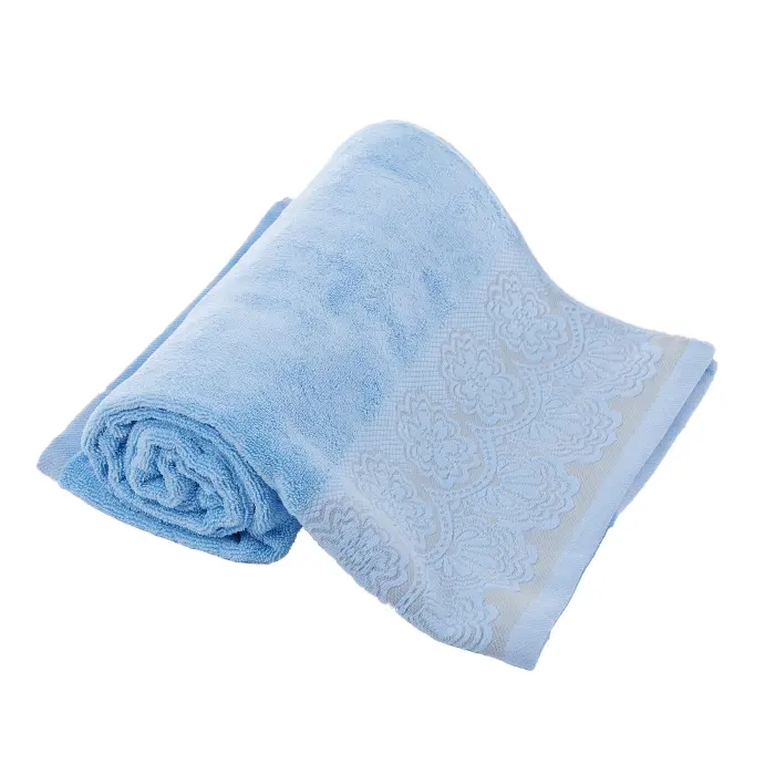 Хавлия Микропамук Дантела - Светло синьо - 3322 - Хавлия Микропамук Дантела - Светло синьо - 3322