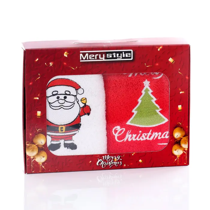 Комплект - 2 броя хавлиена кърпа с бродерия - Кутия - 3149 - Комплект - 2 броя хавлиена кърпа с бродерия - Кутия - 3149