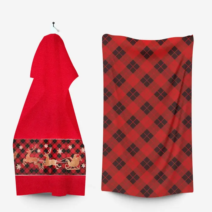 Комплект - 2 броя хавлиена кърпа с коледни мотиви - 3025 - 2176 - Комплект - 2 броя хавлиена кърпа с коледни мотиви - 3025 - 2176