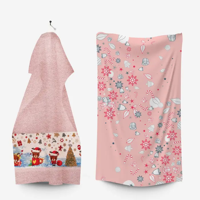 Комплект - 2 броя хавлиена кърпа с коледни мотиви - 3035 - 2186 - Комплект - 2 броя хавлиена кърпа с коледни мотиви - 3035 - 2186