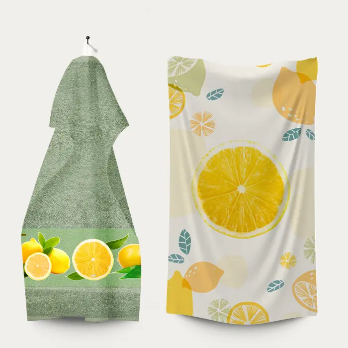 Комплект - 2 броя хавлиена кърпа с принт - 3156 - 2258 - Комплект - 2 броя хавлиена кърпа с принт - 3156 - 2258