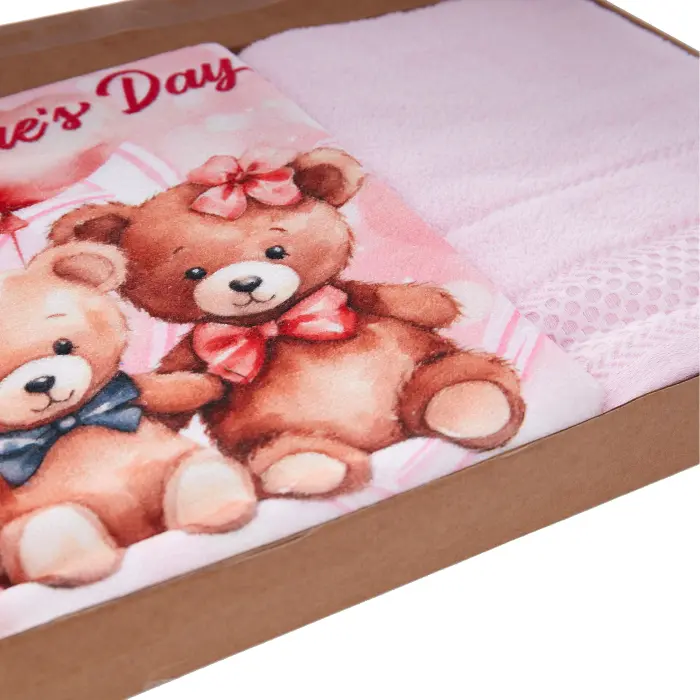 Комплект 2бр.кърпи в кутия - розова - Свети Валентин - 3577 - Комплект 2бр.кърпи в кутия - розова - Свети Валентин - 3577