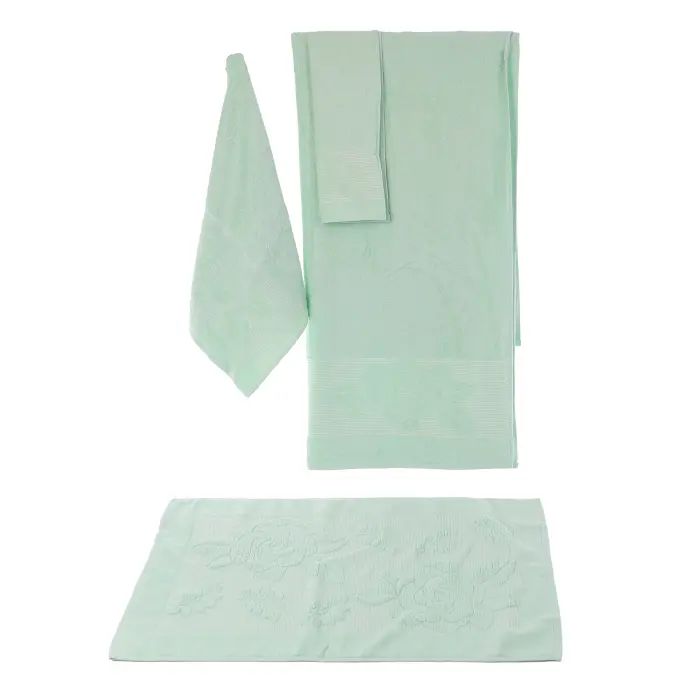 Комплект 4 броя хавлия Цветя - Мента - 3305 - Комплект 4 броя хавлия Цветя - Мента - 3305