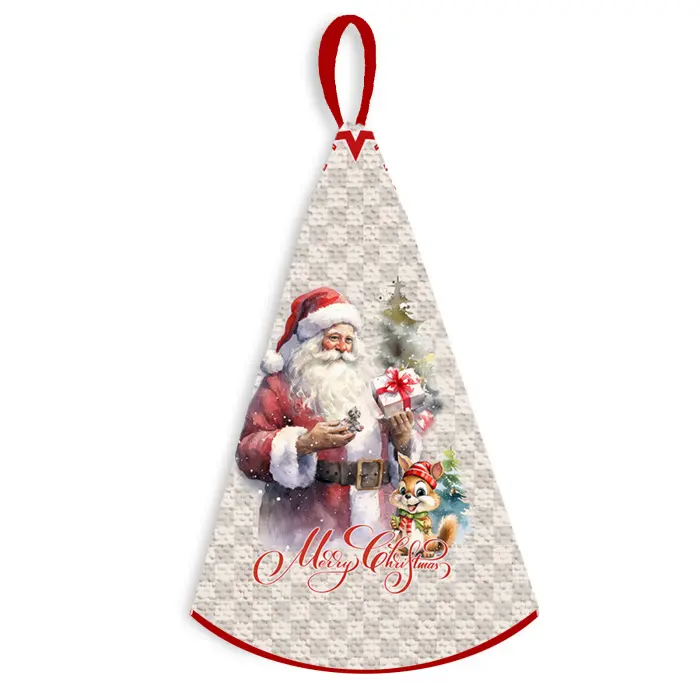 Кръгла хавлиена кърпа с коледни мотиви - 5350 - 3166 - Кръгла хавлиена кърпа с коледни мотиви - 5350 - 3166