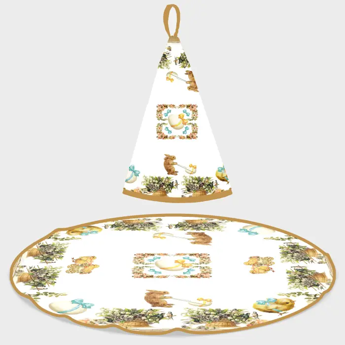 Кръгла хавлиена кърпа с великденски мотиви - 5118 - 2861 - Кръгла хавлиена кърпа с великденски мотиви - 5118 - 2861