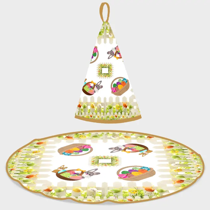 Кръгла хавлиена кърпа с великденски мотиви - 5120 - 2863 - Кръгла хавлиена кърпа с великденски мотиви - 5120 - 2863