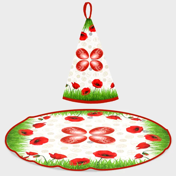 Кръгла хавлиена кърпа с великденски мотиви - 5122 - 2865 - Кръгла хавлиена кърпа с великденски мотиви - 5122 - 2865