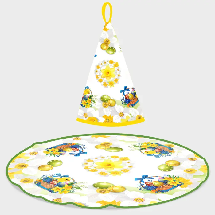 Кръгла хавлиена кърпа с великденски мотиви - 5123 - 2866 - Кръгла хавлиена кърпа с великденски мотиви - 5123 - 2866