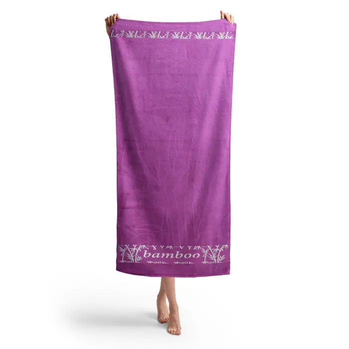 Плажна хавлия с бамбуков десен - малина - 1774 - Плажна хавлия с бамбуков десен - малина - 1774