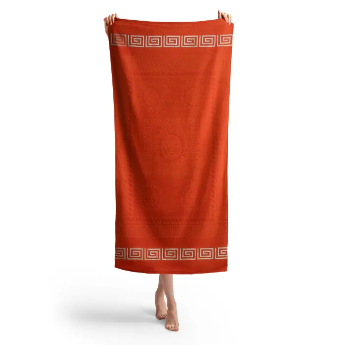 Плажна хавлия с мотив - Оранжев - 1169 - Плажна хавлия с мотив - Оранжев - 1169